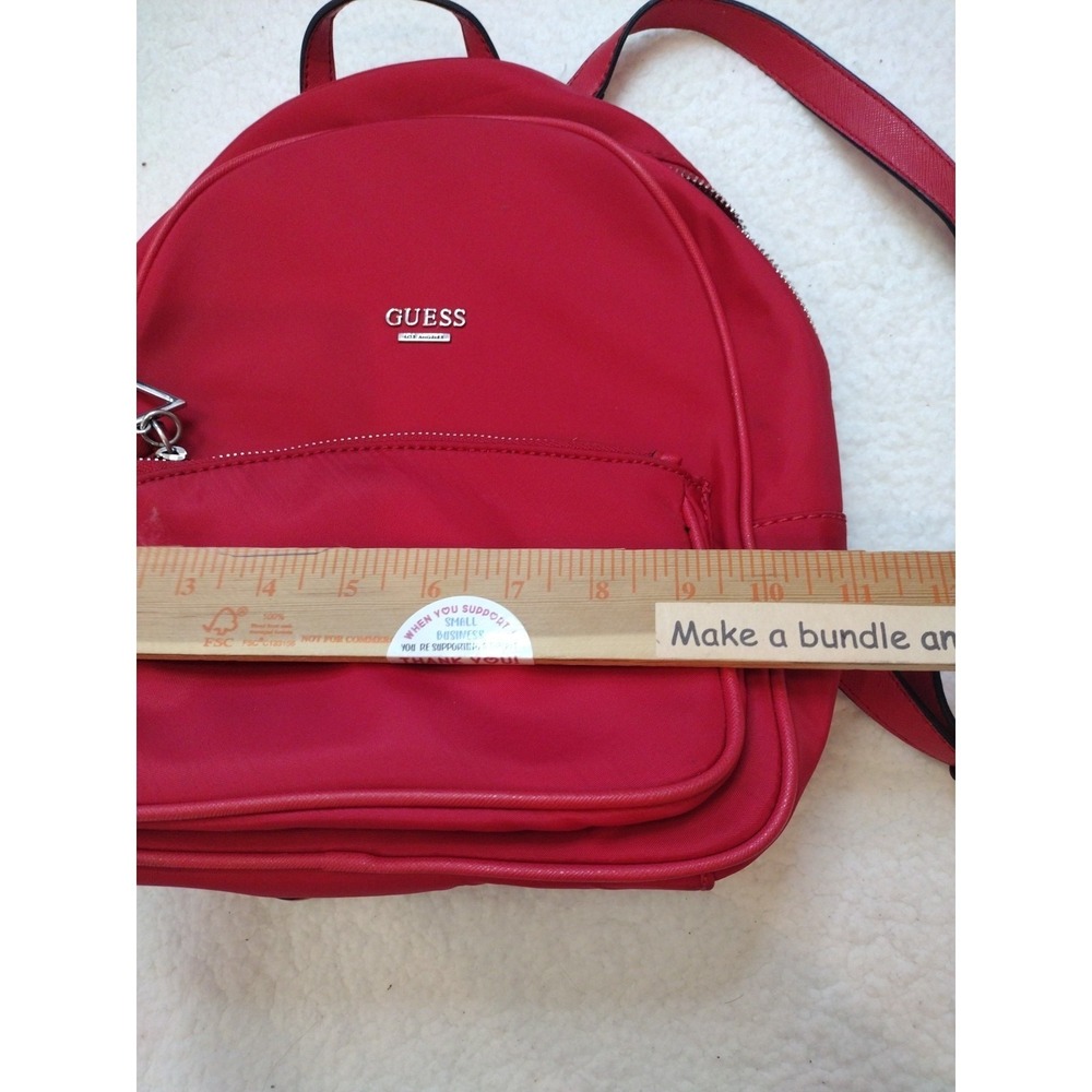 Guess Rock Beat Red Nylon Backpack Dual Zipper Approximately 12" X‎ 10" Casual - Picture 7 of 8